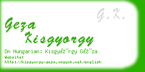 geza kisgyorgy business card